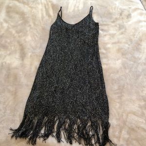 Black sparkle fringe dress